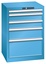 Lista Einheiten Schubladenschrank, 27x27E, 5 Schubladen - Höhen: 1 x 50 mm, 2 x 100 mm, 1 x 150 mm, 1 x 300 mm