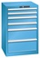 Lista Einheiten Schubladenschrank, 27x27E, 6 Schubladen - Höhen: 2 x 75 mm, 2 x 100 mm, 2 x 200 mm