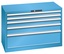 Lista Schubladenschrank, 54x27E, 5 Schubladen - Höhen: 2 x 75 mm, 1 x 100 mm, 1 x 150 mm, 1 x 250 mm