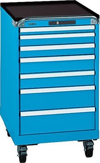 Lista Schubladenschrank, 7 Schubladen, fahrbare Ausführung, Typ 27 x 36E, 972 x 564 x 725 mm, RAL 5010 - enzianblau, Fachlast 75 kg 