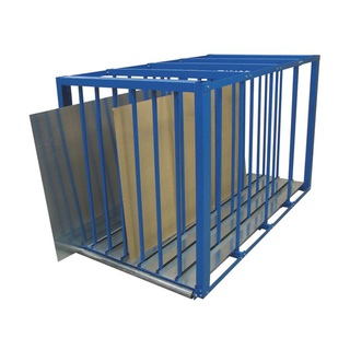 Blechlager-Box, Tafelgröße 2500x1250 mm, 1500 x 1100 x 2500 mm, Gestell enzianblau, Fächer verzinkt, Fachlast 1000 kg 
