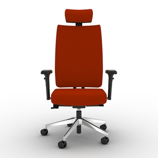 Drehstuhl F1 mit hoher Rückenlehne und Nackenstütze, mit Sitzhöhenverstellung, Rot 