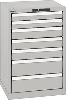 Lista Schubladenschrank, 7 Schubladen, Typ 27 x 27E, 850 x 564 x 572 mm, NCS 6502 - grau metallic, Fachlast 75 kg 