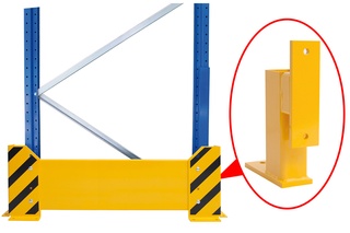 Rammschutzwand inkl. Rammschutzecken, Höhe 400 mm für Doppelregal (2x 1100 mm + 200 mm), 400 x 2400 mm, schwarz/gelb 