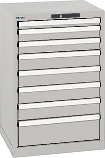 Lista Schubladenschrank, 8 Schubladen, Typ 27 x 27E, 850 x 564 x 572 mm, RAL 7035 - lichtgrau, Fachlast 75 kg 