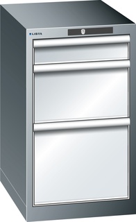 Lista Schubladenschrank, 3 Schubladen, Typ 18 x 27E, 700 x 411 x 572 mm, RAL 9002 - grauweiss, Fachlast 75 kg 