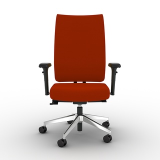 Drehstuhl F1 mit hoher Rückenlehne, mit Sitzhöhen-, Sitztiefen- u. dynamischer Sitzneigeverstellung, Rot 