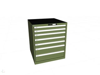 Lista Schubladenschrank, 7 Schubladen, Typ 36 x 36E, 850 x 717 x 725 mm, RAL 6011 - resedagrün, Fachlast 75 kg 