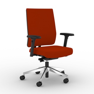 Drehstuhl F1 mit kleiner Rückenlehne, mit Sitzhöhen-, Sitztiefen- u. dynamischer Sitzneigeverstellung, Rot 
