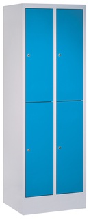 Schließfachschrank mit Sockel, Abteilbreite 300 mm, Fächer: 2 breit x 2 hoch, Zylinderschloss, 1850 x 630 x 500 mm, RAL 5015 - Himmelblau 