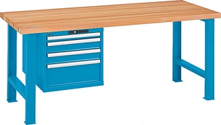Lista Werkbank, Platte: Multiplex, Typ 27 x 36E, 840 x 2000 x 750 mm, RAL 5012 - lichtblau 