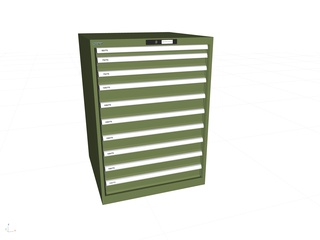 Lista Schubladenschrank, 10 Schubladen, Typ 36 x 36E, 1000 x 717 x 725 mm, RAL 6011 - resedagrün, Fachlast 75 kg 