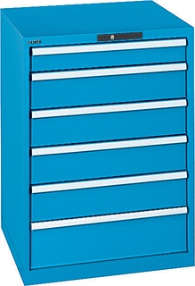 Lista Schubladenschrank, 6 Schubladen, Typ 36 x 36E, 1000 x 717 x 725 mm, RAL 5012 - lichtblau, Fachlast 200 kg 