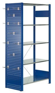 Lochplatten-Seitenblende, für T-Profil-Außenrahmen, 1250 x 300 mm, RAL 5010 - enzianblau 