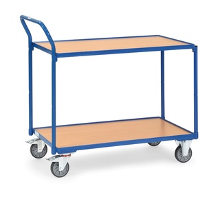 Fetra Tischwagen mit 2 Böden, Griff hochstehend, blau