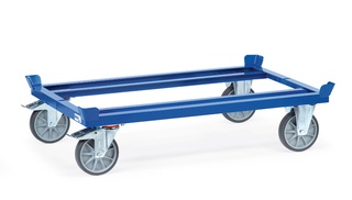 Fetra Paletten-Fahrgestell, 750 kg, 1200 x 800 mm, TPE-Bereifung, blau,