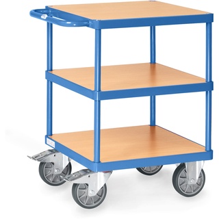 fetra Schwerer Tischwagen mit 3 quadratischen Ladeflächen