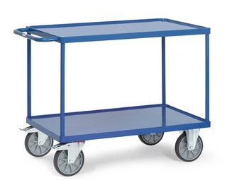 Fetra Tischwagen mit 2 Stahlblech-Wannen und 10 mm hohem Rand, Tragkraft 500 / 600 kg