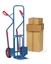 Fetra Paketkarre, Tragkraft 300 kg, Höhe 1300 mm, mit Stahlblech- und Klappschaufel und Kunststoffgleitkufen