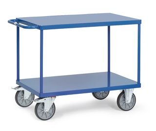 Fetra Tischwagen mit 2 Stahlblech-Plattformen, bündig mit Rahmen, Tragkraft 500 / 600 kg